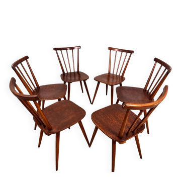 Série lot de 6 chaises bistrot fanett années 1960