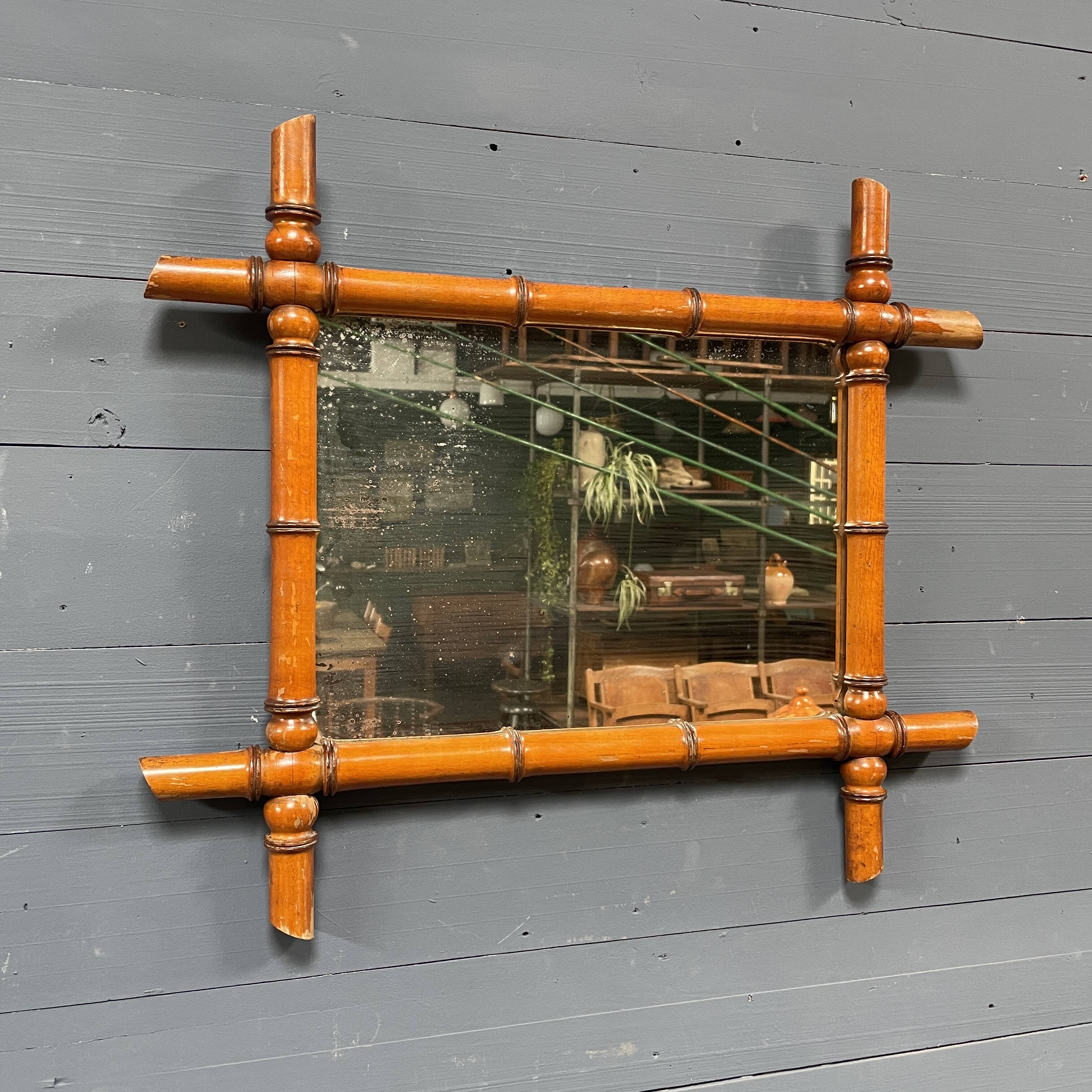 Antique faux bamboo mirror from France