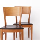 Set of 4 Italian Chairs by DAL1923, 1980s, Elm Wood, Black Faux Leather