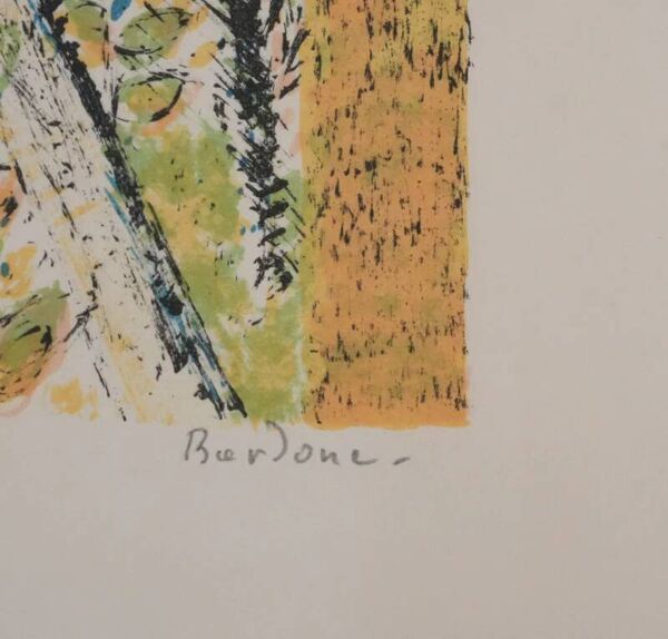 Guy BARDONE : Fenêtre ouverte sur le jardin, Lithographie originale signée