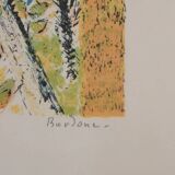 Guy BARDONE: Window open to the garden, signed original lithograph.