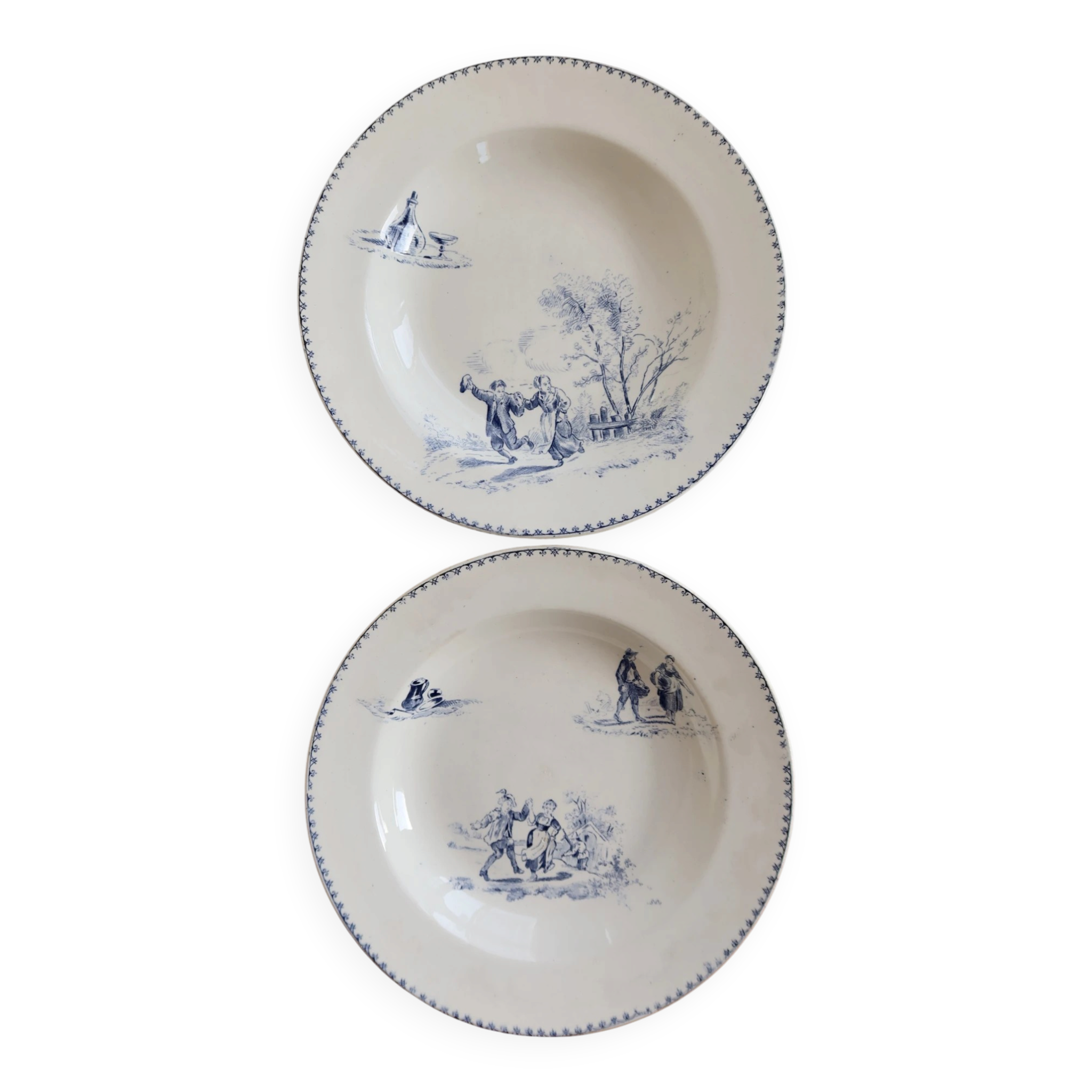 Antique hollow plate Creil and Montereau Téniers service - Ironstone