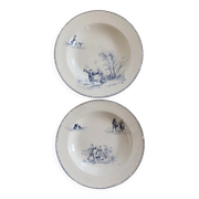 Antique hollow plate Creil and Montereau Téniers service - Ironstone