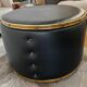 Vintage black round pouf / footstool