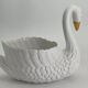 Vintage white and gold ceramic swan planter