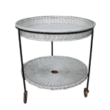 Rattan table on wheels, 1960s.