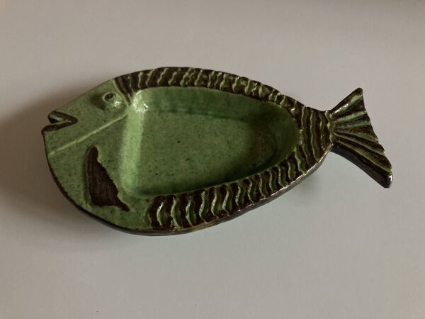 Plat poisson en terre vernissée Dieulefit 1960