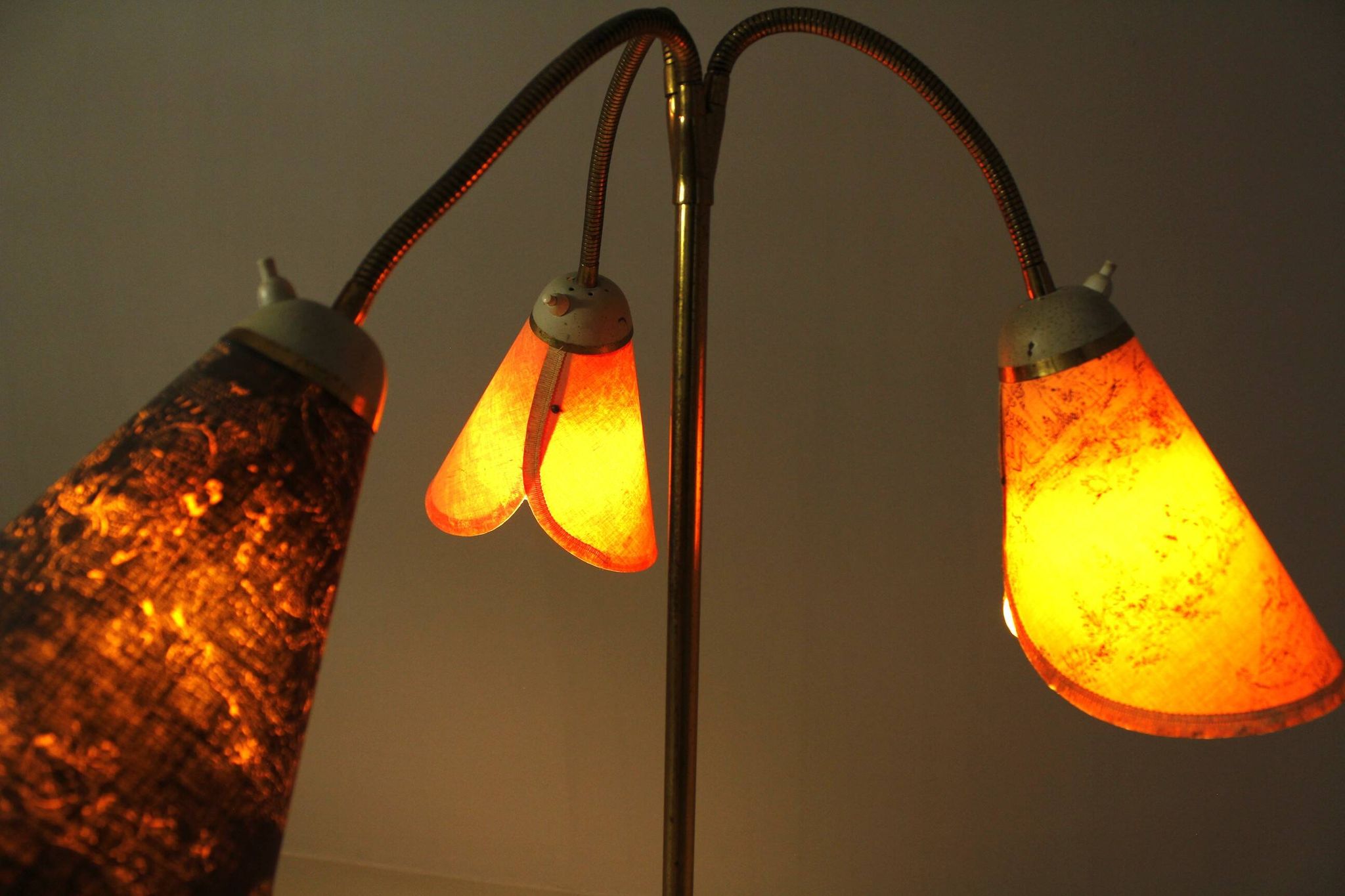 Italian Brass Three Light Floor Lamp, 1960s
