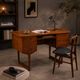 Mid-century Danish freestanding teak desk with raised lip edge, 1960s