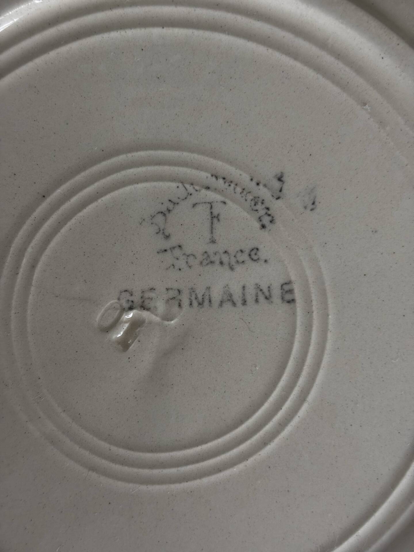Set of 6 antique deep plates Badonviller Germaine