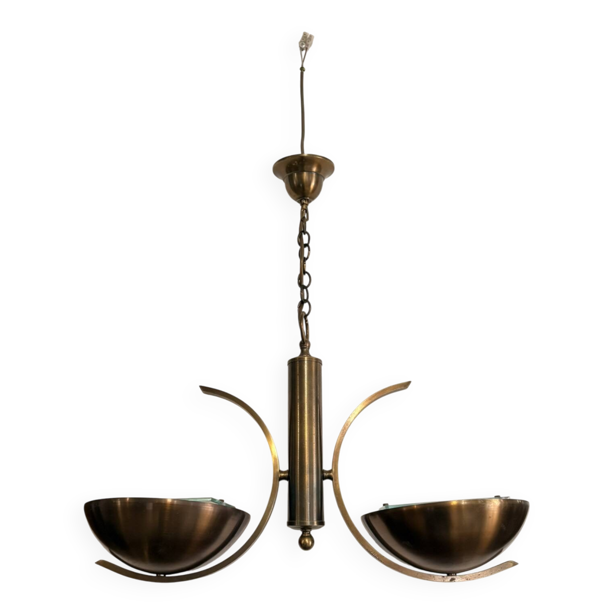 Vintage Space Age Italian Modernist Brass Gold Chandelier