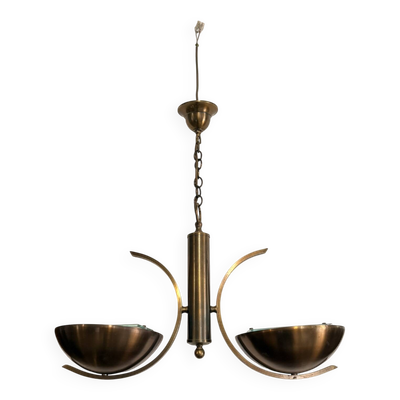 Ancien Suspension lustre Laiton Doré Moderniste Vintage Space Age Italien