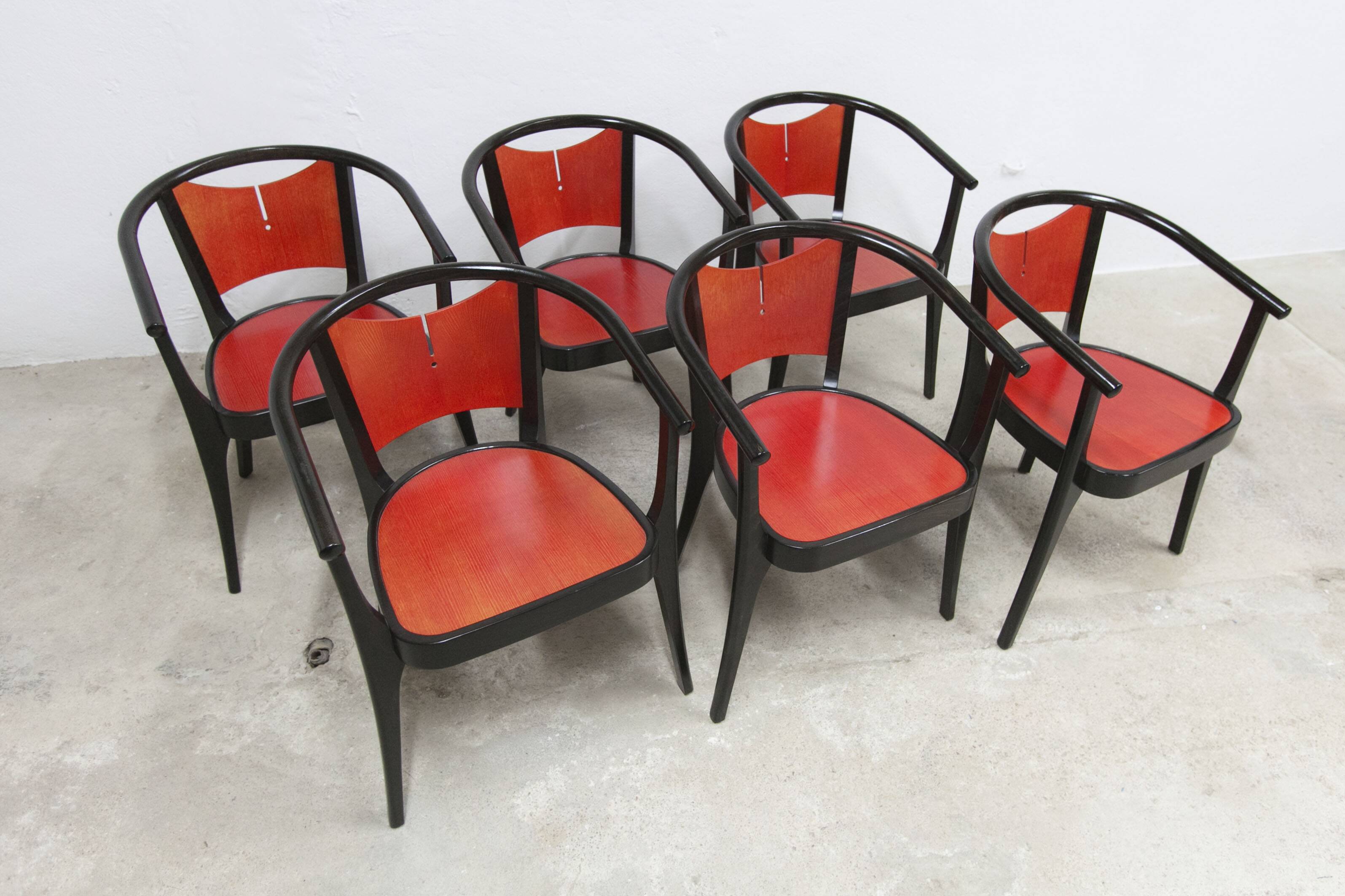 Set of 6 Baumann Diese armchairs, designed by Pagnon Pelhaître