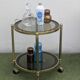 Rolling table, vintage brass and smoked glass serving cart – 1960s