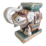 Elephant statue Polychrome ceramic sculpture signed