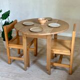 Modular table with vintage solid oak flap