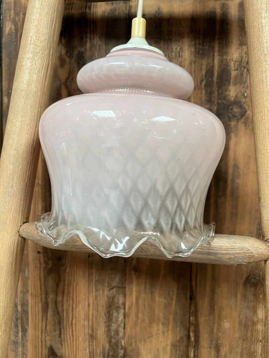 Vintage pink opaline pendant light