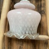 Suspension opaline rose vintage