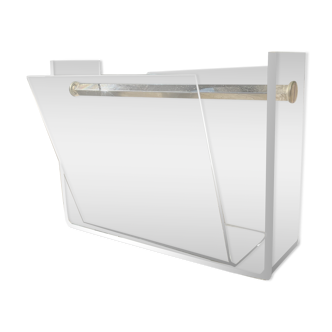 Plexiglas magazine rack designed and published by David Lange, distributed by Roche Bobois 70