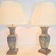 Vintage Asian Table Lamps in Pewter and Brass, 1950s, Set of 2