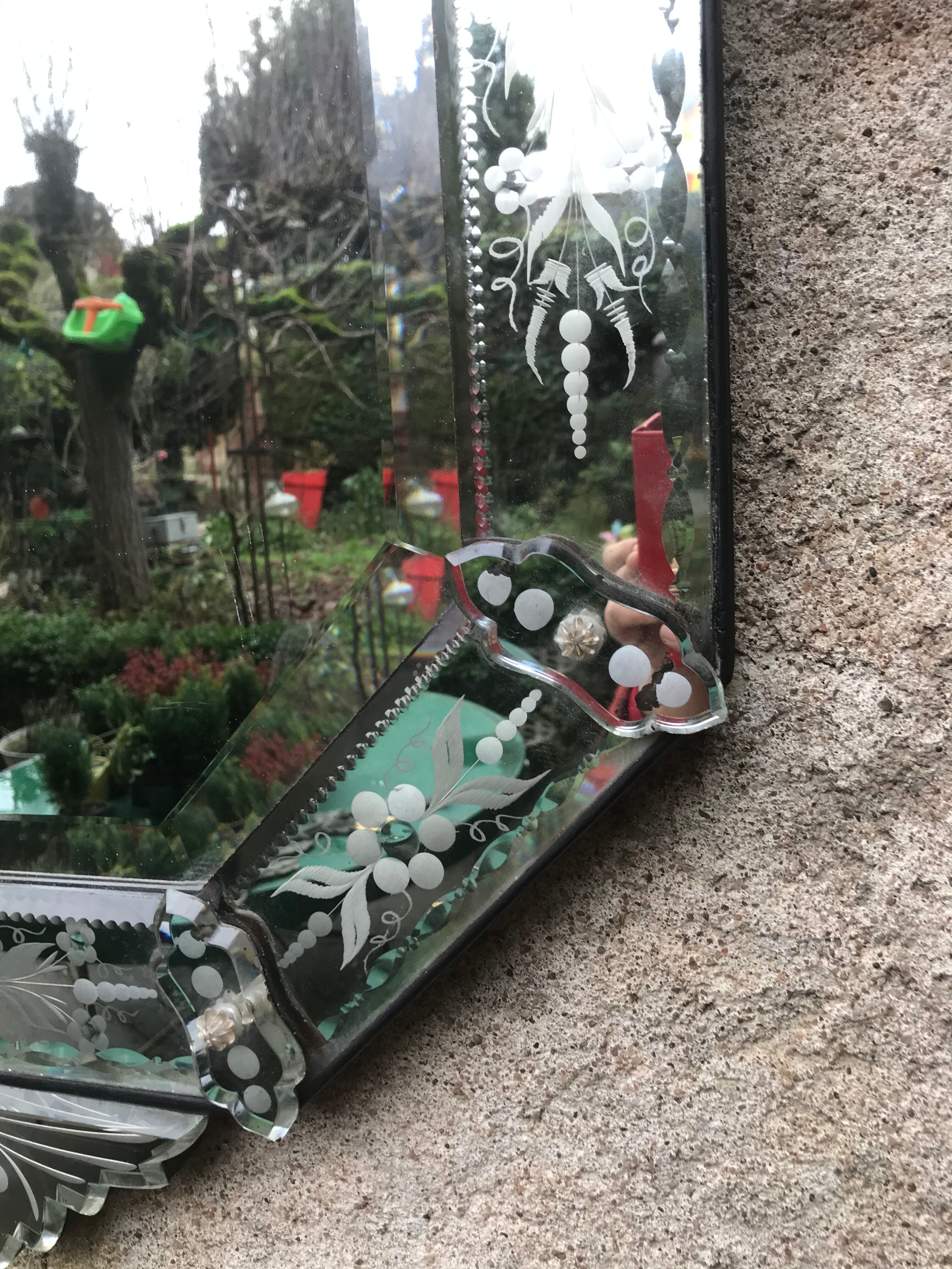 Venetian mirror circa 1900, 100x54 cm