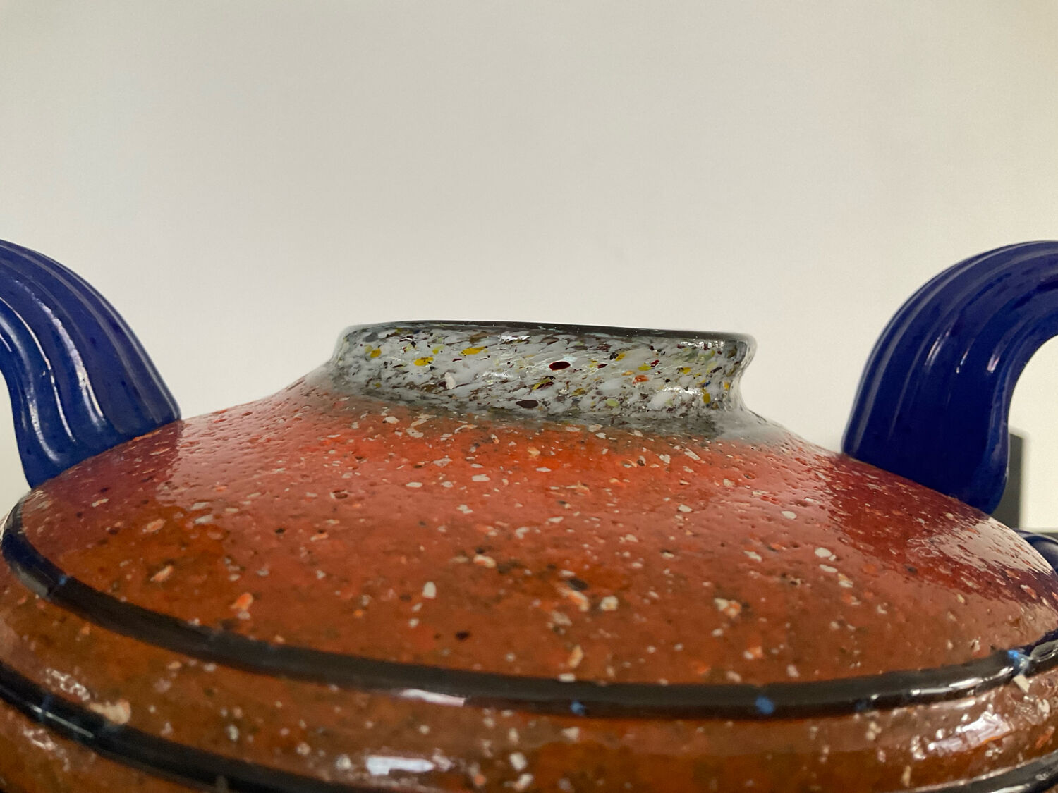 Vintage glass paste vase with handles