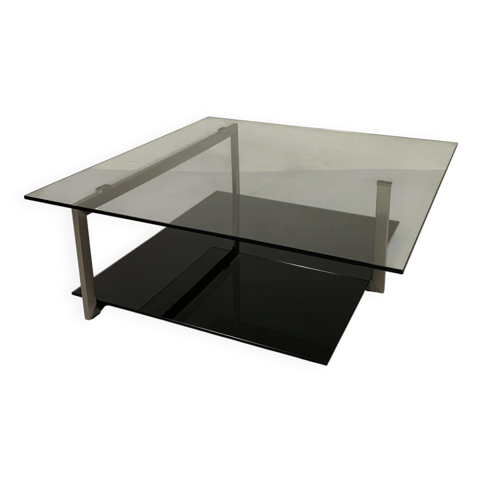 Glass coffee table 110 x 110 cm in the style of Rolf Benz and Metaform