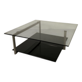 Glass coffee table 110 x 110 cm in the style of Rolf Benz and Metaform