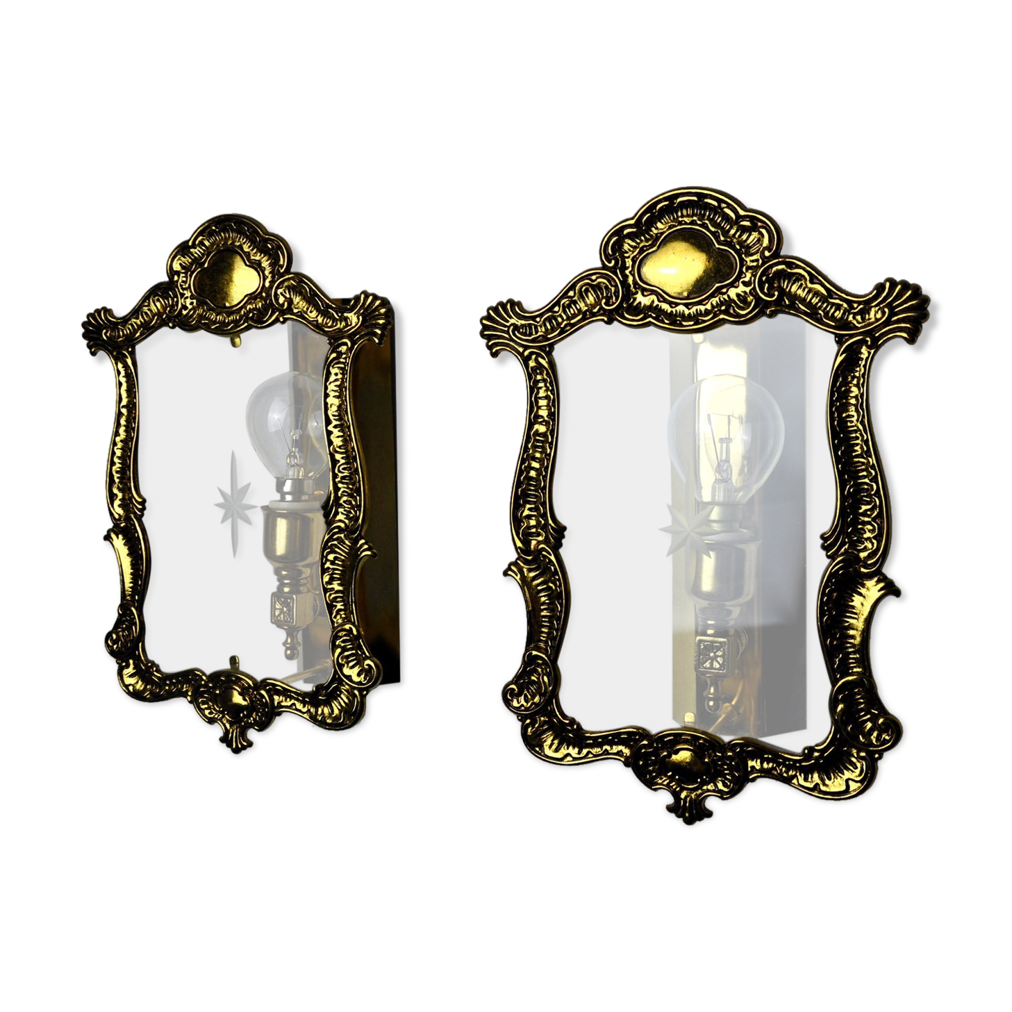 Regency sconces pair, cut glass, Italy, 1980