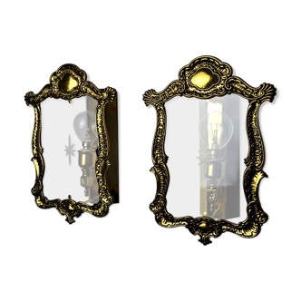 Regency sconces pair, cut glass, Italy, 1980