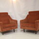 Paire de fauteuils cube en velours style Italien années 70