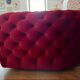 Seat / sofa / bank chesterfield wine red velvet retro