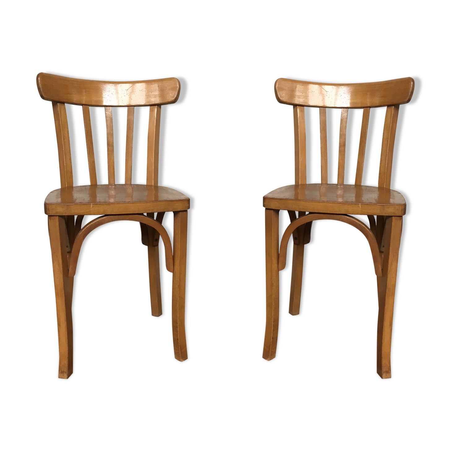 paire de chaises bistrot et bohème hêtre vintage 1950