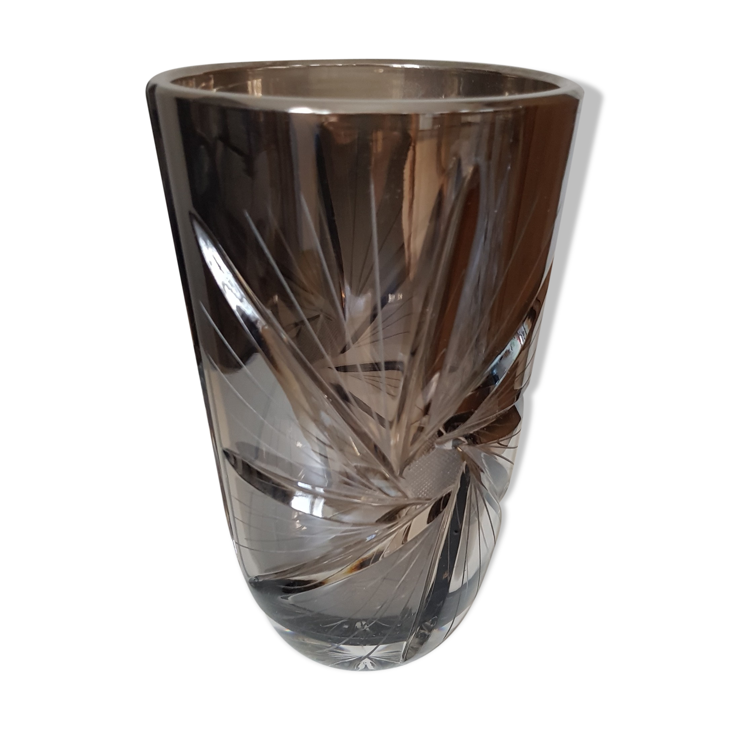 Silver grey crystal vase