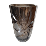 Vase en cristal gris argenté
