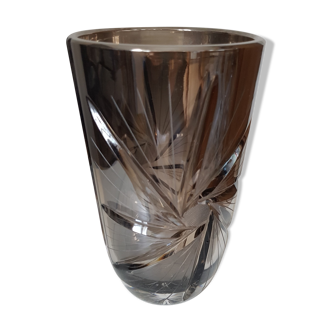 Silver grey crystal vase
