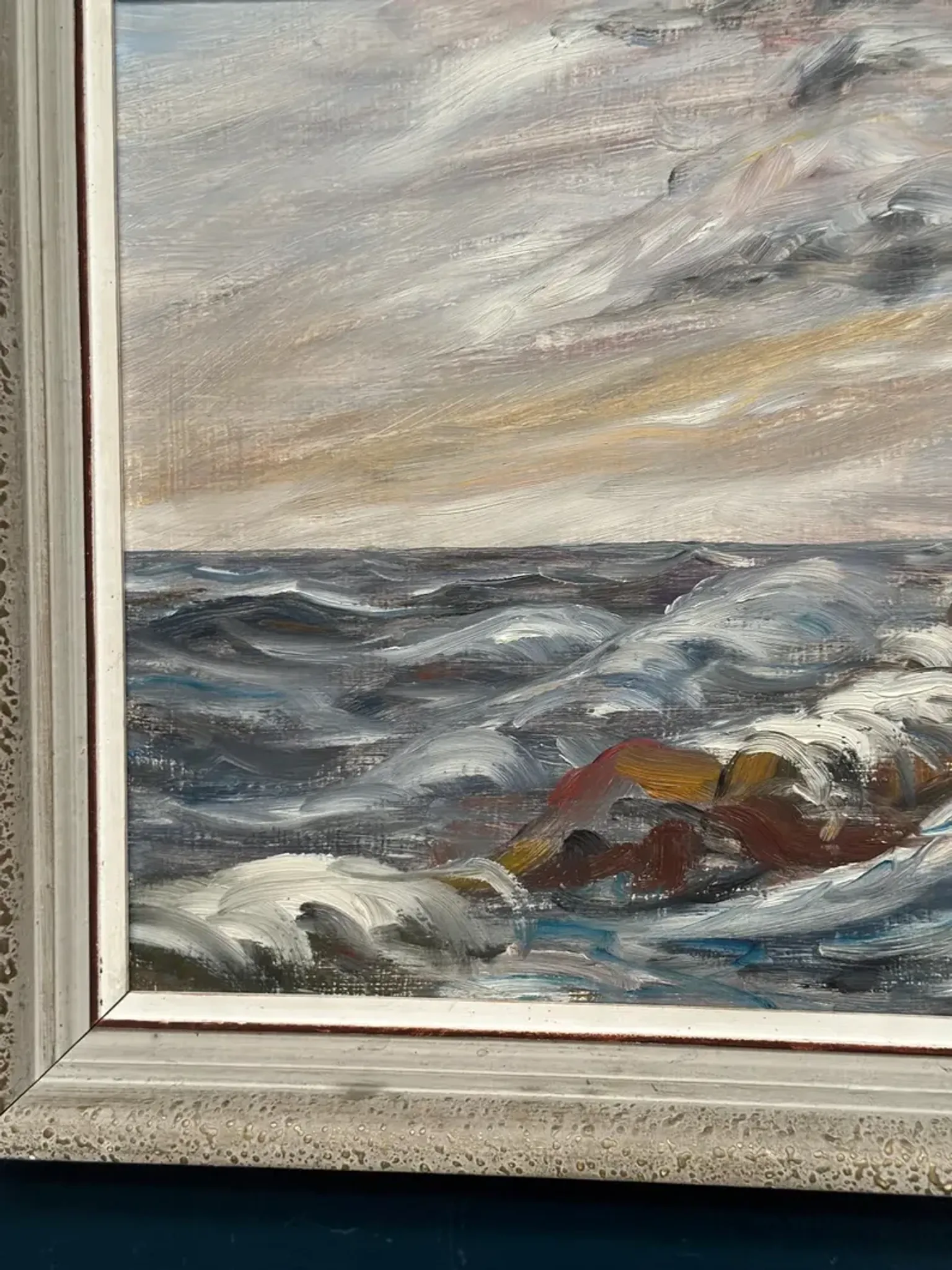 Oil on Canvas Original Swedish – 'Sea' by Holger Almquist – Signed – Vintage and Framed – 50 × 40 cm (19.7 in × 15.7 in)