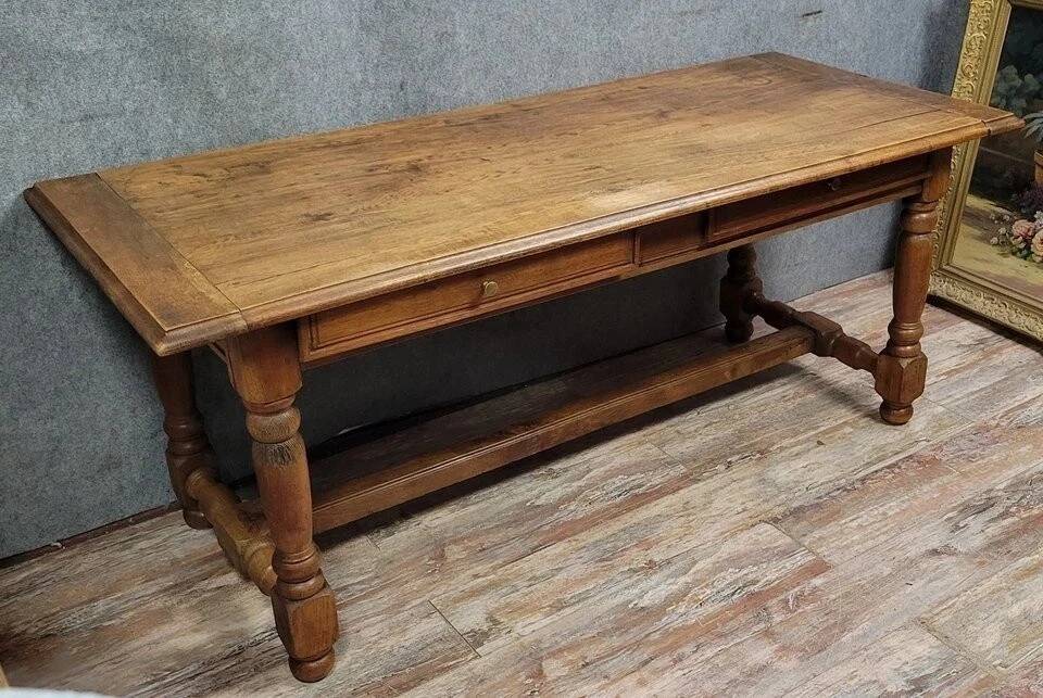 Table or centre desk in Louis XIII style made of solid oak around 1850.