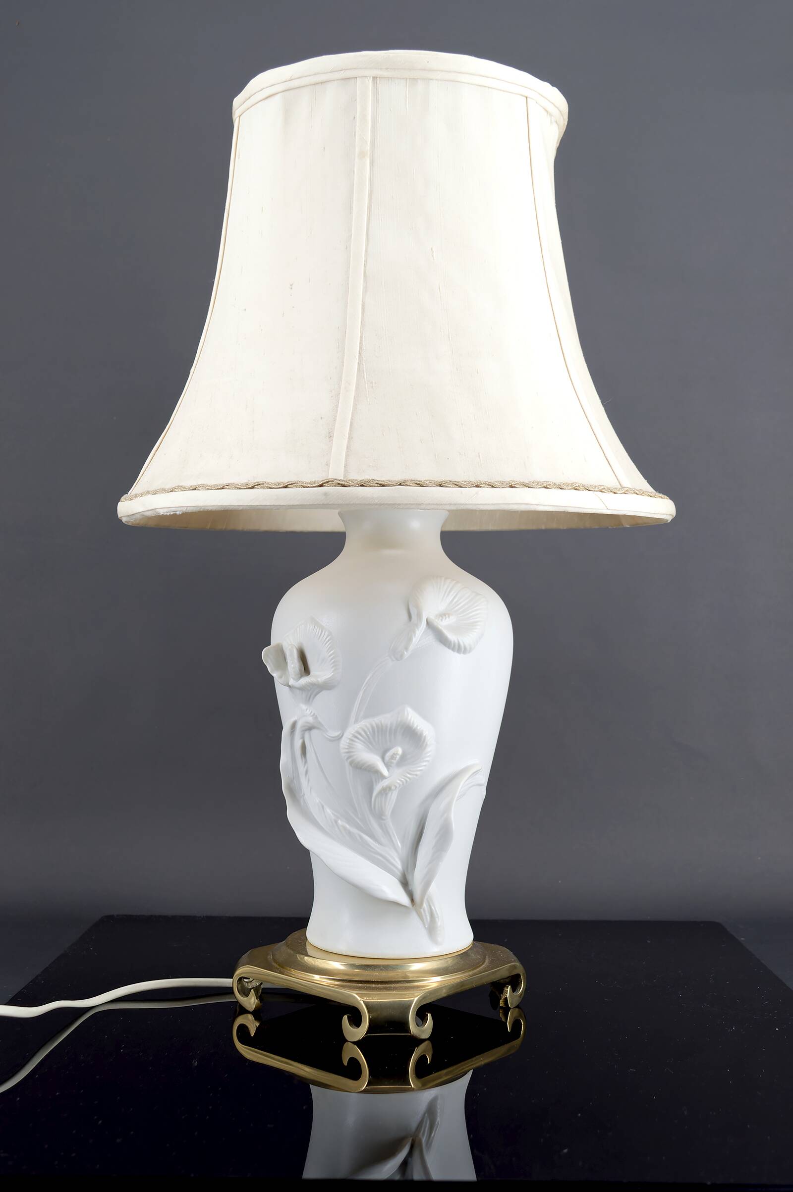 Biscuit porcelain lamp, "Calla Lily", by Nicholas Berbenczy, 1986