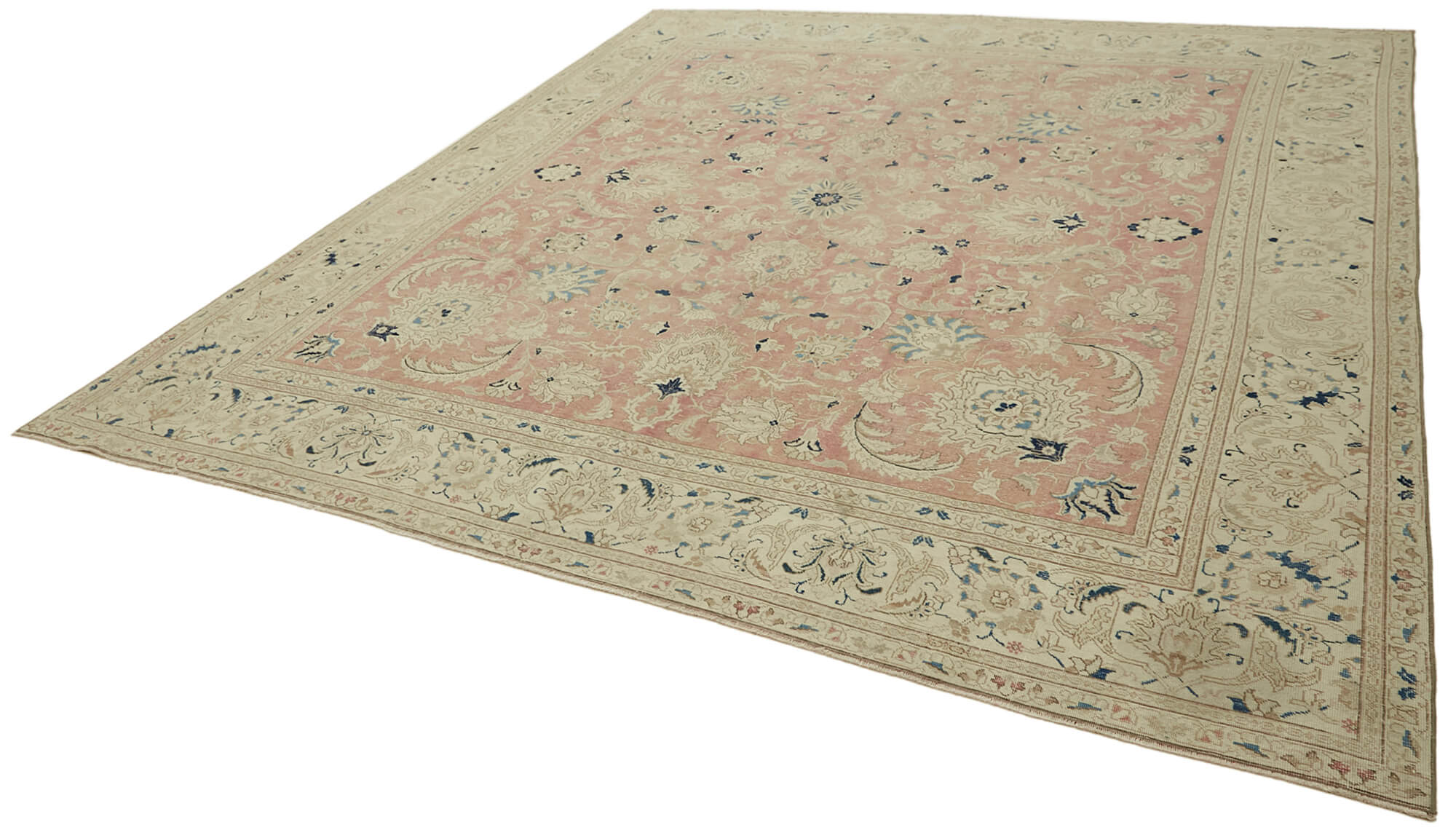 Hand-knotted persian antique 1970s 320 cm x 357 cm beige wool carpet