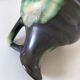 Ceramic pitcher Thulin Belgium flamed green black enamel