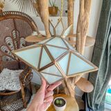 Vintage frosted glass and brass star pendant light