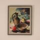 Huile sur toile suédoise originale vintage – nature morte avec vase et fleurs