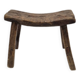 Tabouret brutaliste ancien en bois