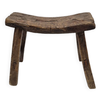 Antique Brutalist Stool, Farmhouse Seat