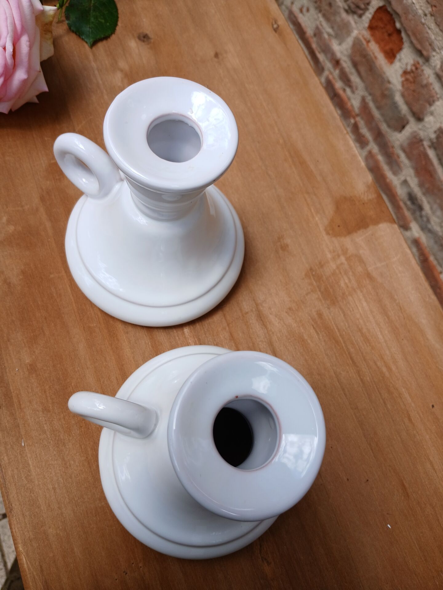 2 handmade ceramic candle holders