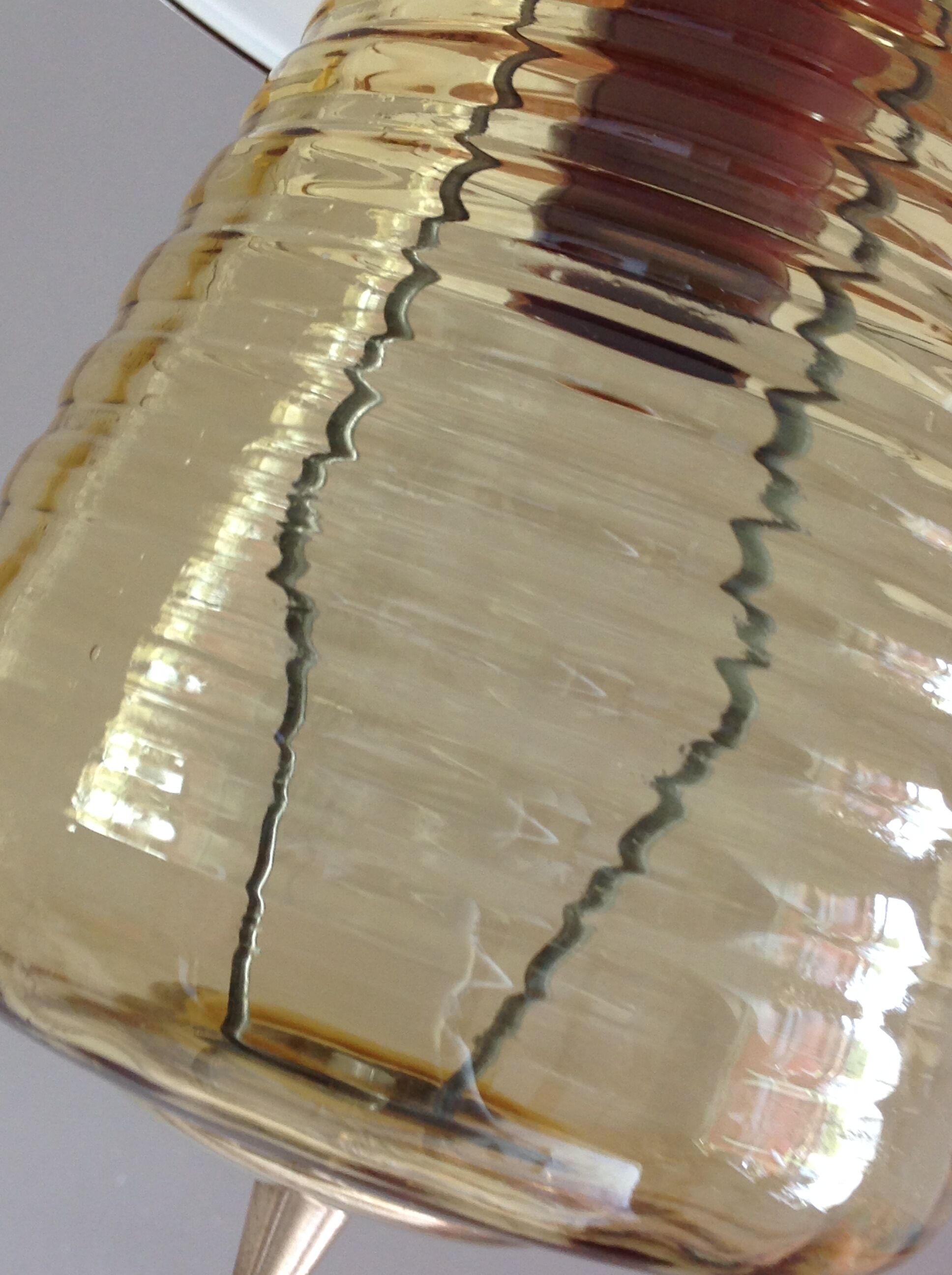 Amber glass / vintage lantern suspension 50s-60s