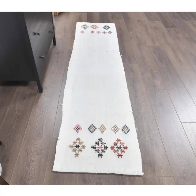 Turkish Handmade Wool Kilim Rug 57x223