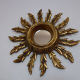 Mirror sun in gilded wood carved 60s, 28 cm