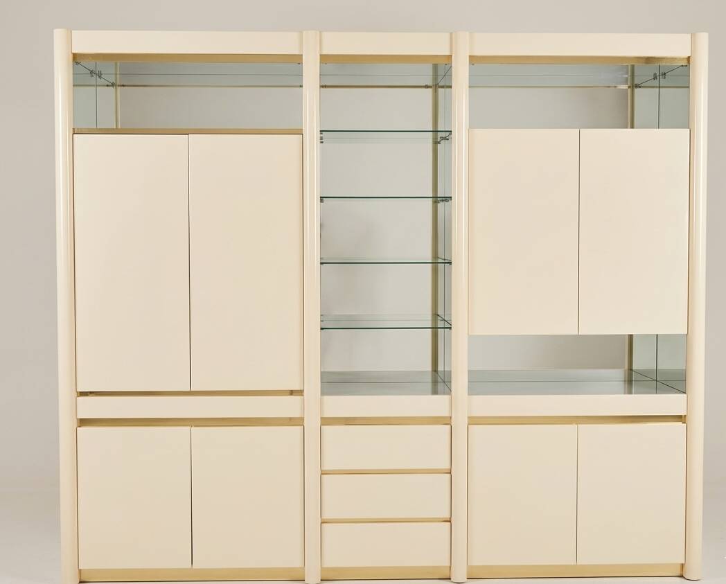 Library - Ivory and Brass Lacquered Living Mural - Jean Claude Mahey